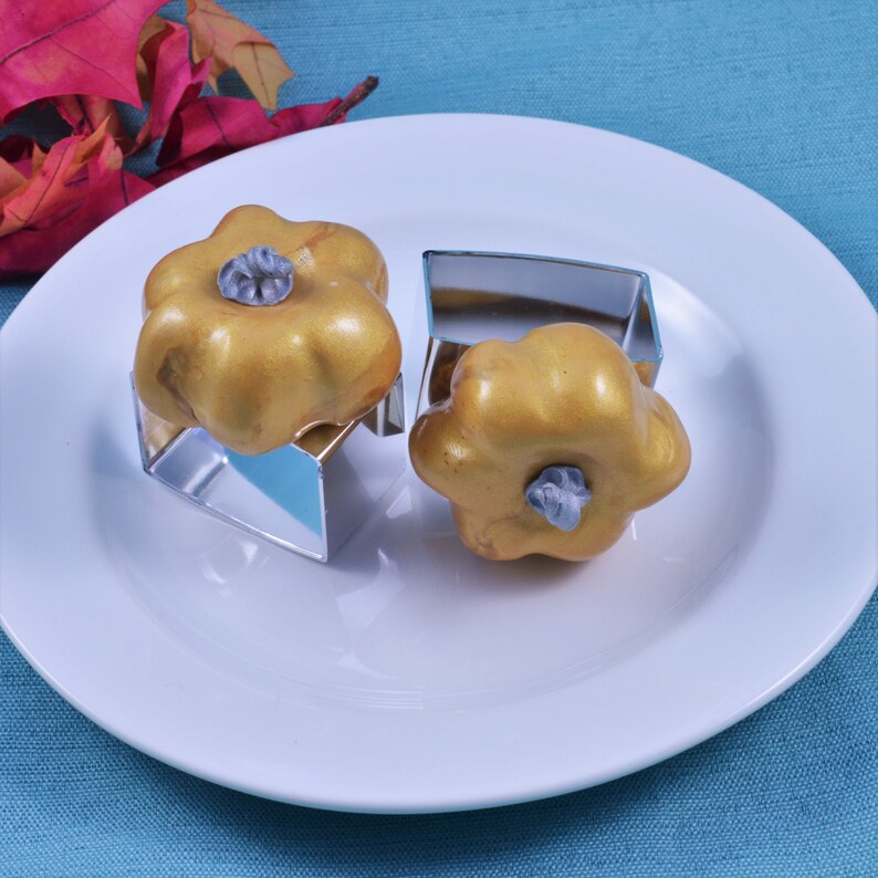 Gold Pumpkin Napkin Rings Thanksgiving Table Decoration Etsy