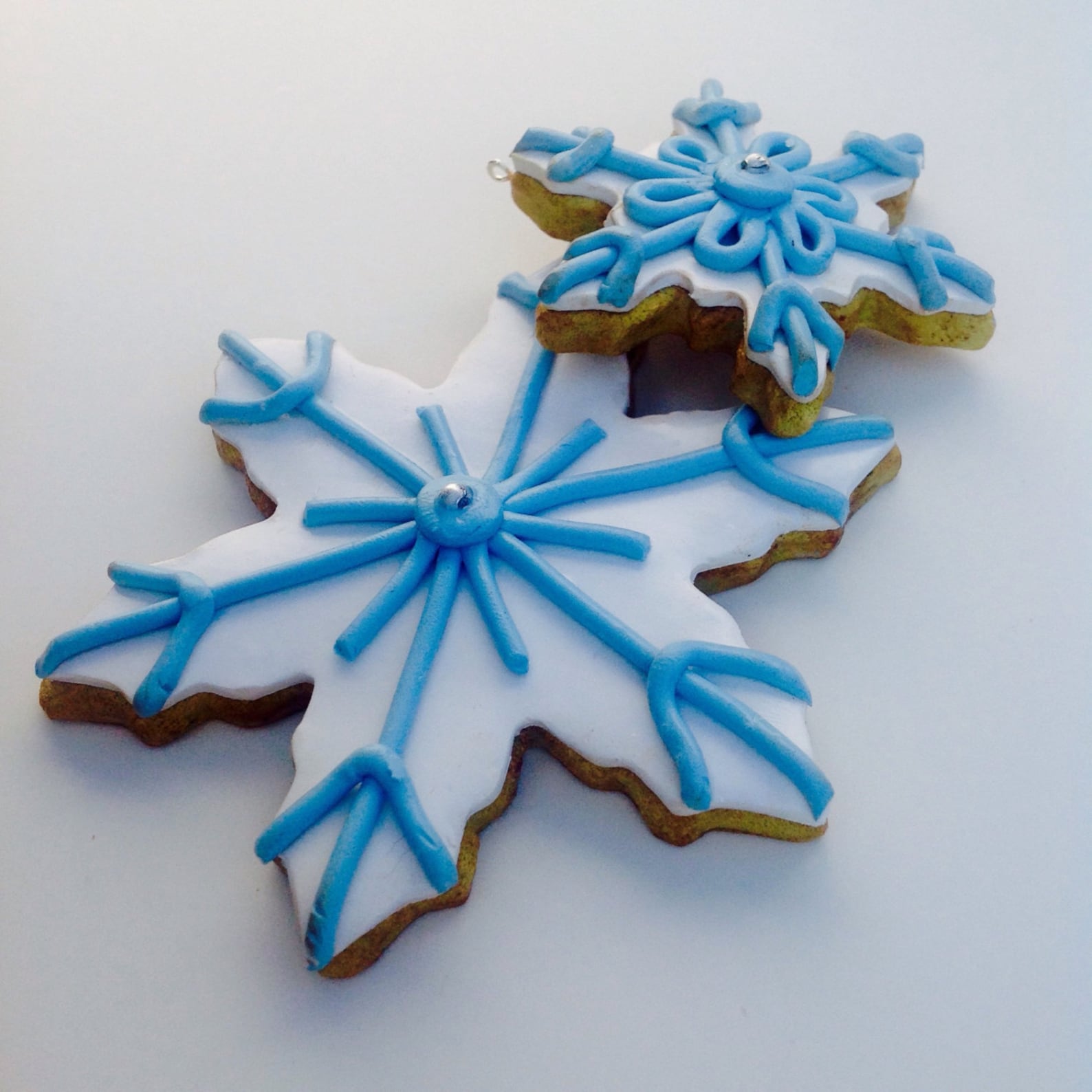 Iced Snowflake Sugar Cookie Christmas Ornament White and Blue Etsy