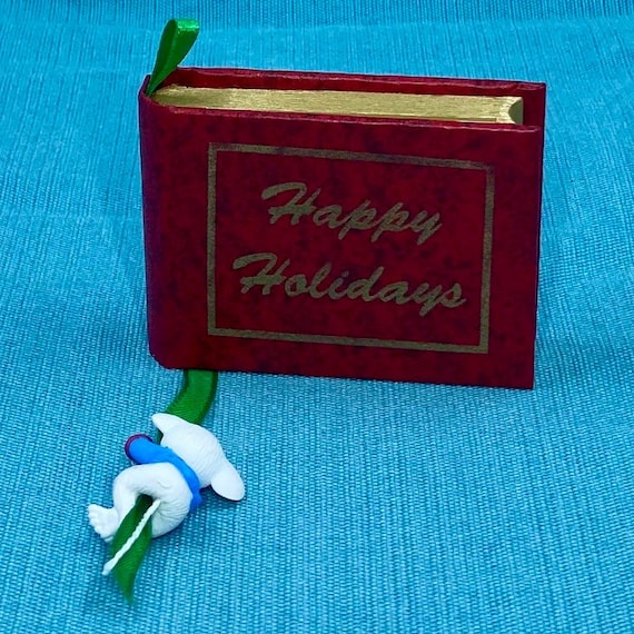 Happy Holidays Christmas Ornament, Vintage Hallmark, keepsake, collector’s series, photo holder, mouse, book