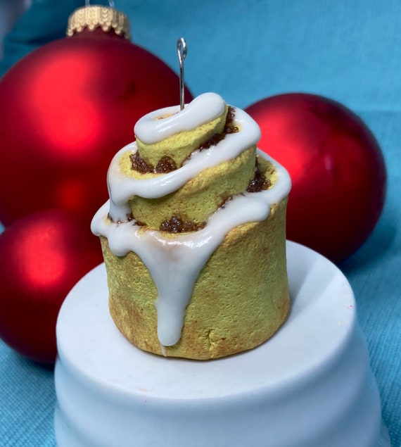 MIni Cinnamon Bun Roll Christmas Ornament, Faux Pastry, Fake Dessert, Holiday, Tree Decoration, Breakfast, Sweet, gourmet