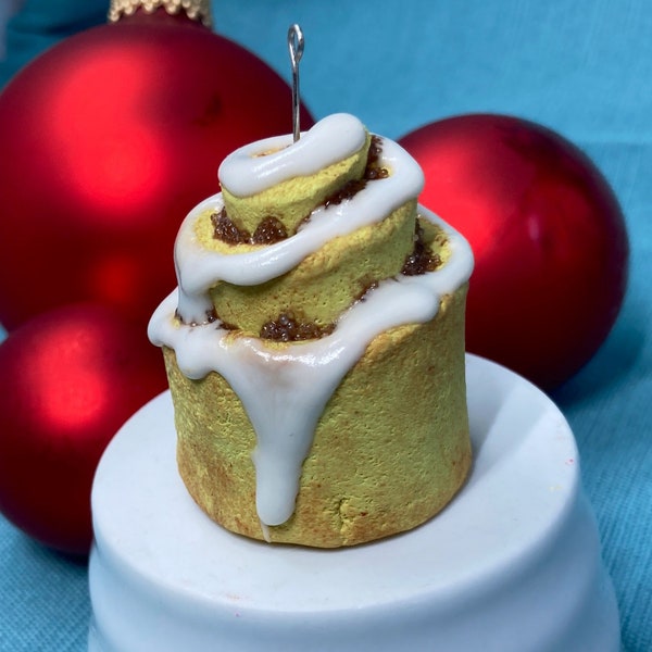 MIni Cinnamon Bun Roll Christmas Ornament, Faux Pastry, Fake Dessert, Holiday, Tree Decoration, Breakfast, Sweet, gourmet