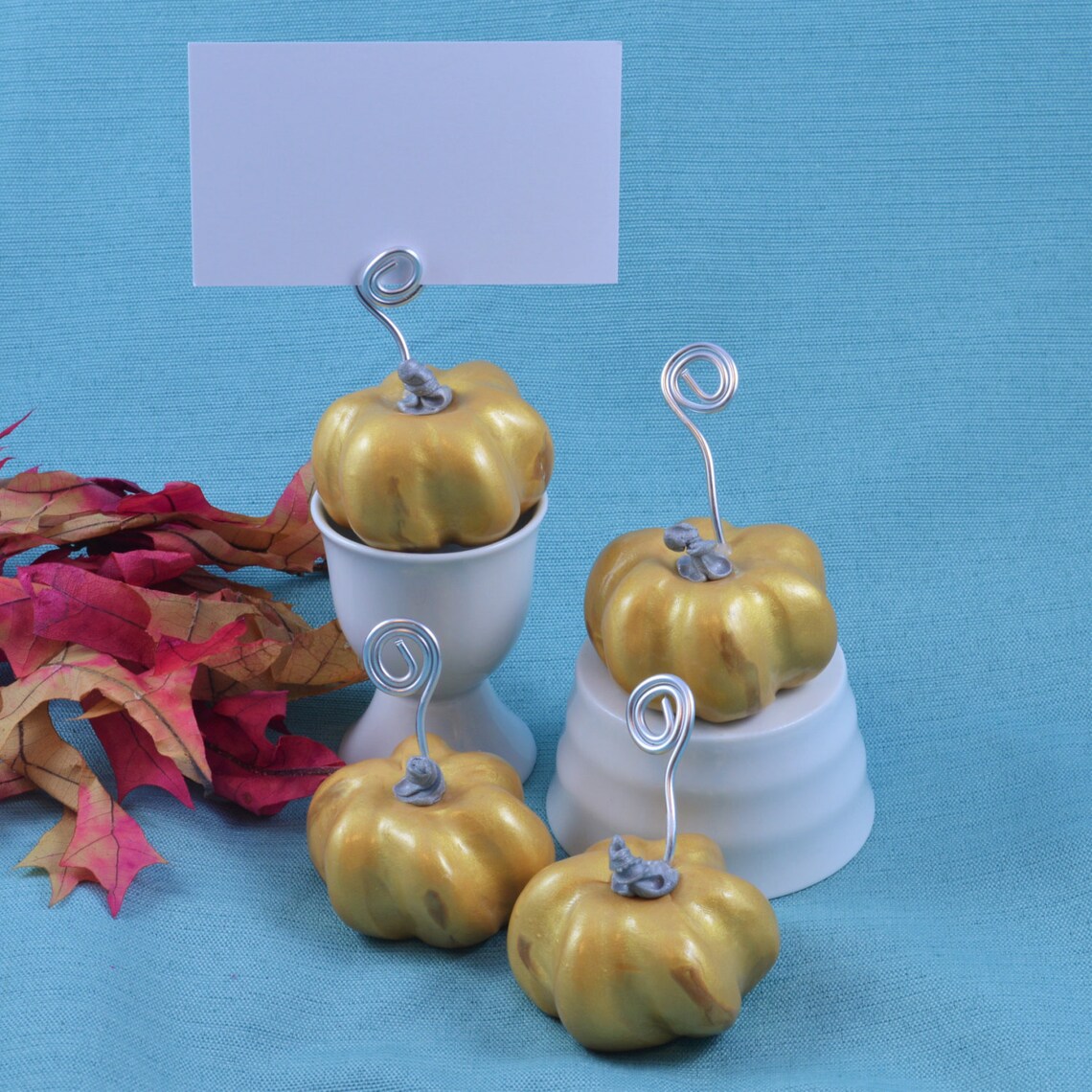 Gold Pumpkin Place Card Holders Fall Wedding Decoration Etsy
