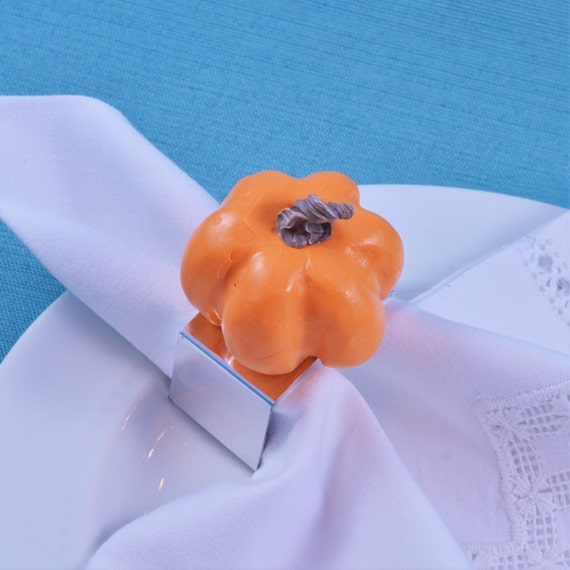 Orange Pumpkin Napkin Rings, Thanksgiving Table Decoration, Hostess Gift, Wedding Favor, squash, Fall, Autumn, Halloween, Harvest