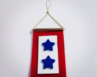 Custom Decorative Service Flag Christmas Ornament, Patriotic Ornament, Red, White, Blue, American Military Pride, Honor a Service Member