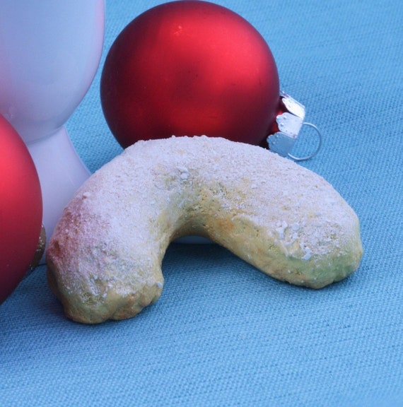 Almond Crescent Cookie Christmas Ornament, Faux Fake Food, Tree Decoration, Holiday Gift, Stocking Stuffer, Sweet Dessert, Party Favor, Prop
