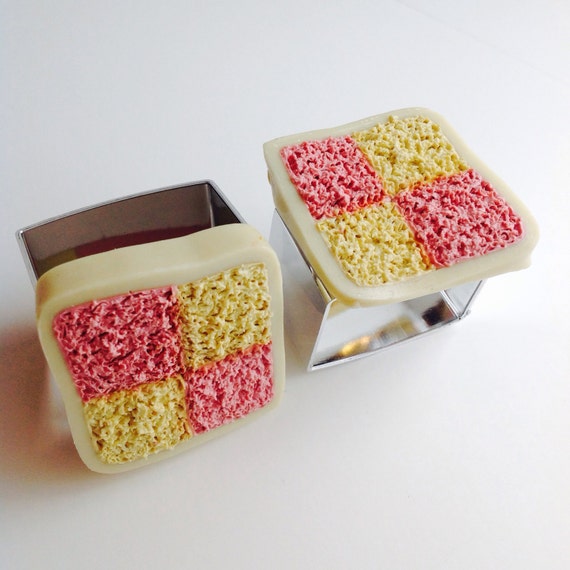 Battenburg Cake Napkin Rings, English Tea Party Table Decoration, Faux Cookie or Pastry, Hostess Gift, Wedding or Baby Shower Favor
