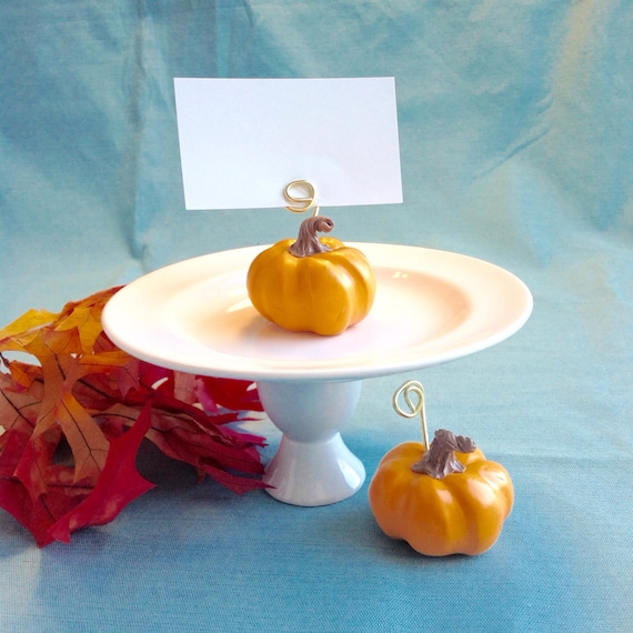 Pumpkin Place Card Holders, Fall Wedding Decoration, Thanksgiving Table Setting, Harvest,  Party Favor, Orange Squash,