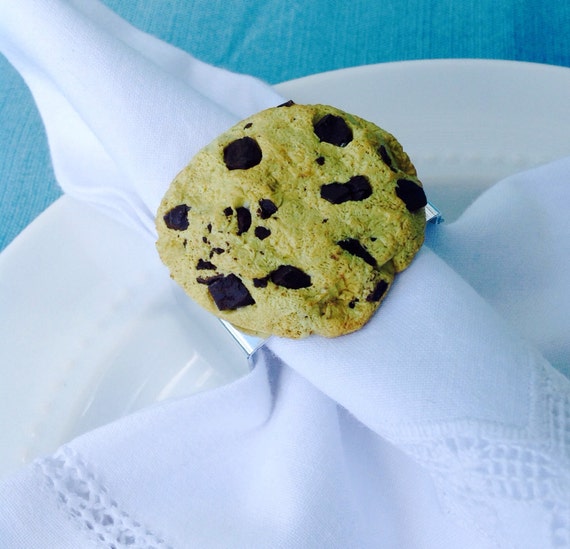 Chocolate Chip Napkin Rings, Coffee Shop Table Decoration, Faux Pastry, Hostess Gift, Lunch or Dinner Party Favor, Baby or Bridal Shower