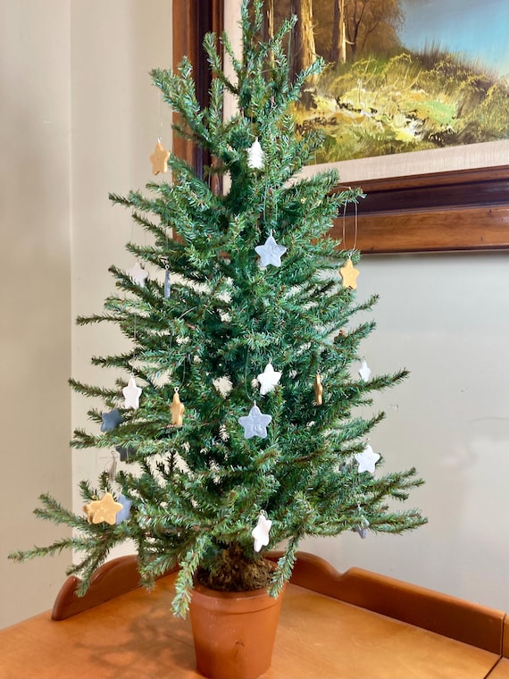 Minature Star Christmas Ornaments, set of 36, Tree NOT included, white, gold, silver, holiday decor, winter, simple