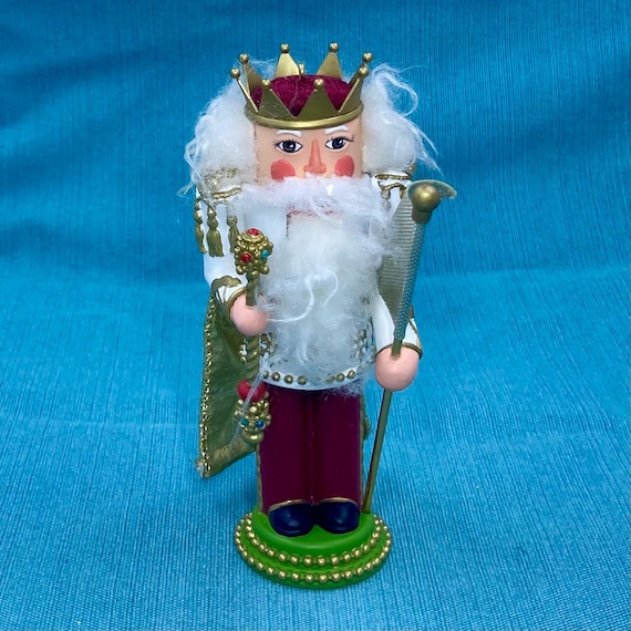 Nutcracker King Christmas Ornament, Vintage Hallmark, keepsake, Club Exclusize, white, gold