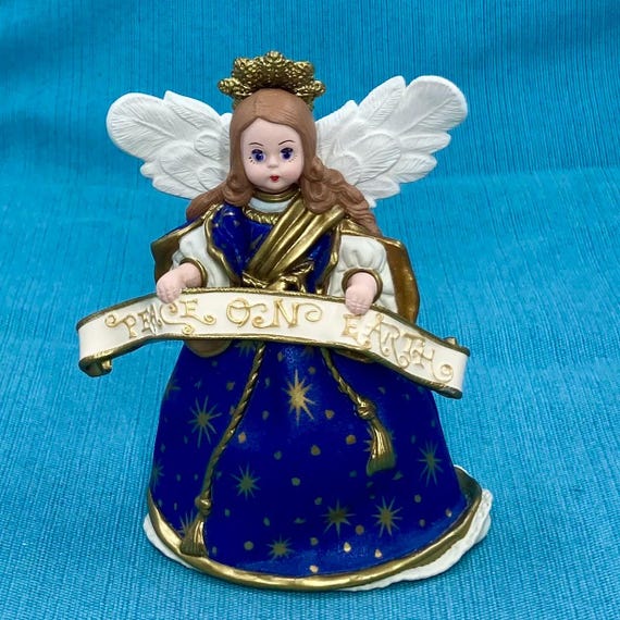 Angel of the Nativity Christmas Ornament, Vintage Hallmark, keepsake, madame Alexander, collector’s series, holiday Angels, blue, gold
