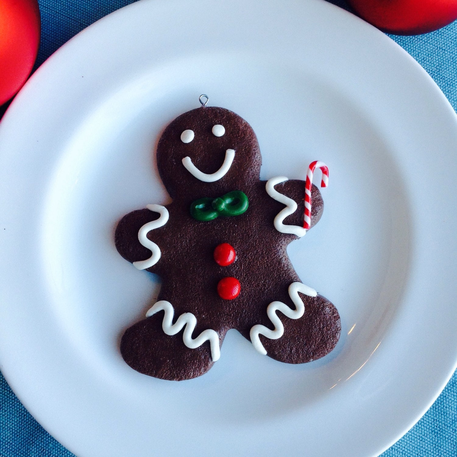 Gingerbread Man Christmas Ornament White Red Green Brown - Etsy