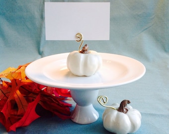 White Pumpkin Place Card Holders, Fall Wedding Decoration, Thanksgiving Table Setting, Harvest, Party Favor, Halloween