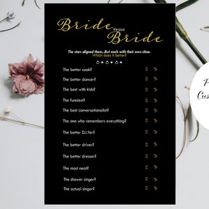 Jogo de chá de panela customizável para lésbicas | Perguntas sobre casamento | Modelo de jogo de casamento | Cartão de jogo de casamento para impressão | Download digital