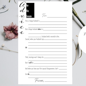 Tipps für Bräutigam | LGBT | Druckbare Brautparty-Beratungskarten | Brautparty Advice Notecards | Sofort Download | Digitaler Download