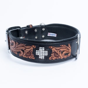 El Dorado - Hand  carved, Buck Stitched  Padded Leather Dog Collar