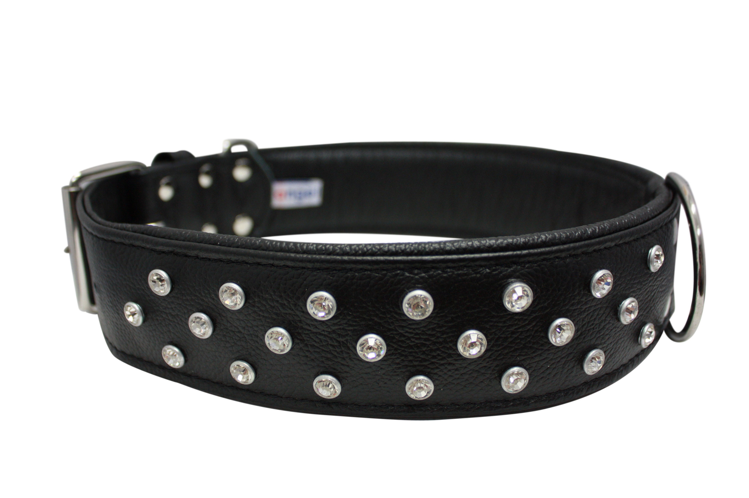 Genuine Leather Padded Bling Dog Collar Etsy