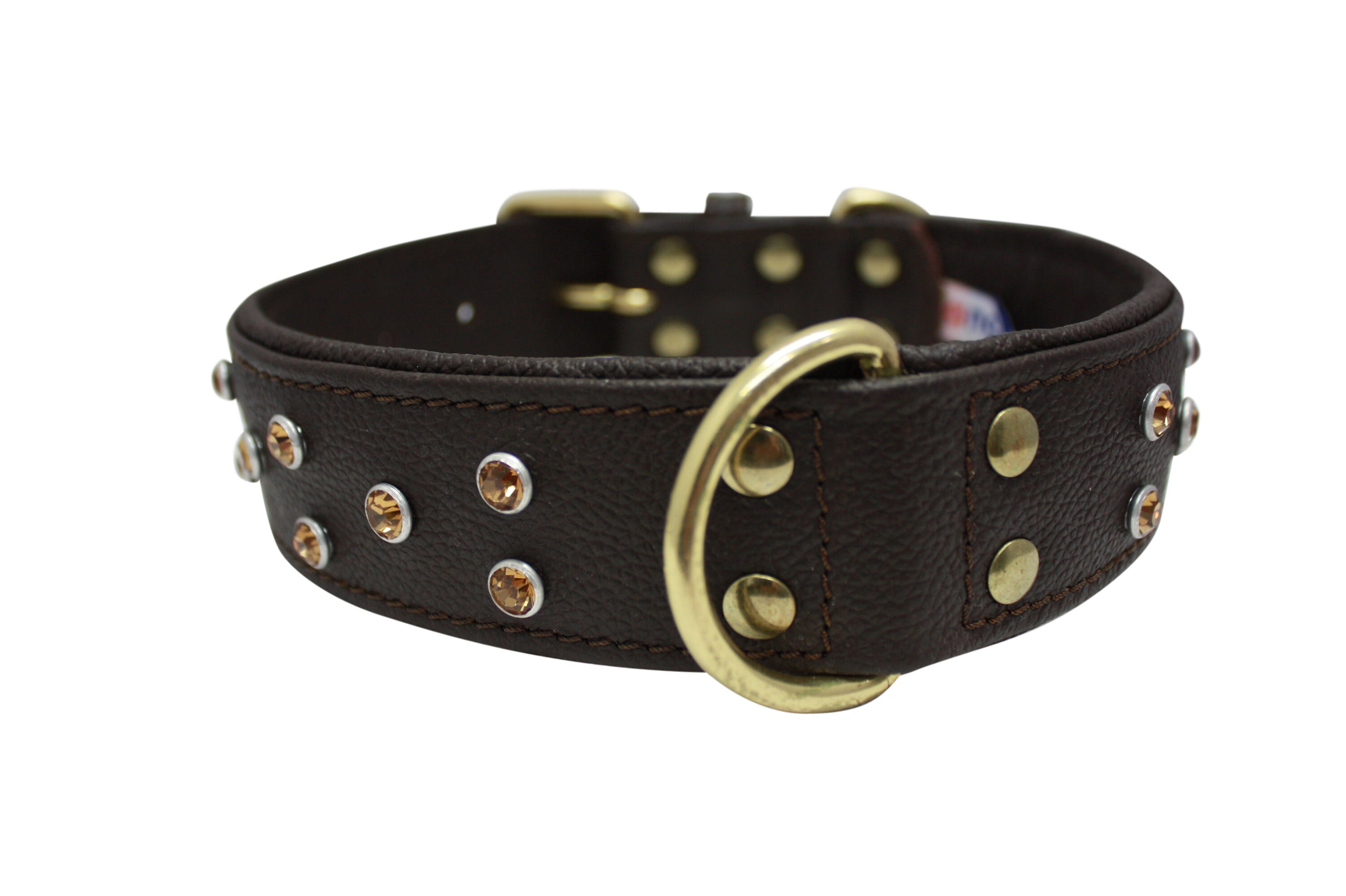 Genuine Leather Padded Bling Dog Collar Etsy