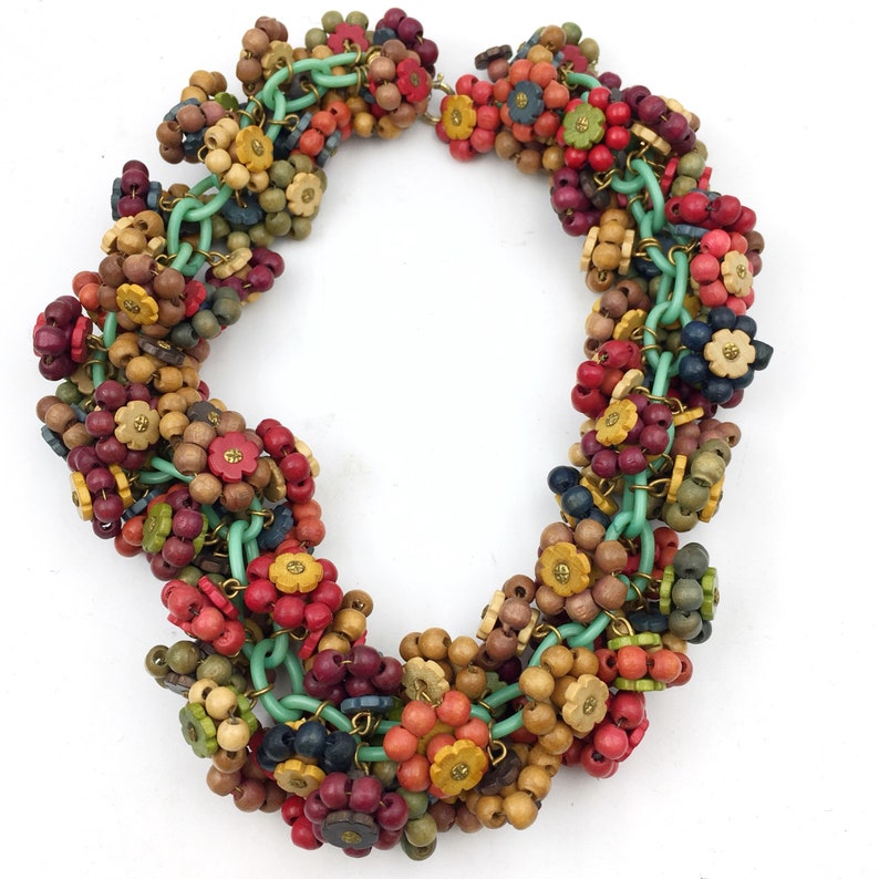 Amazing Frank Hess wood and celluloid statement collar Etsy