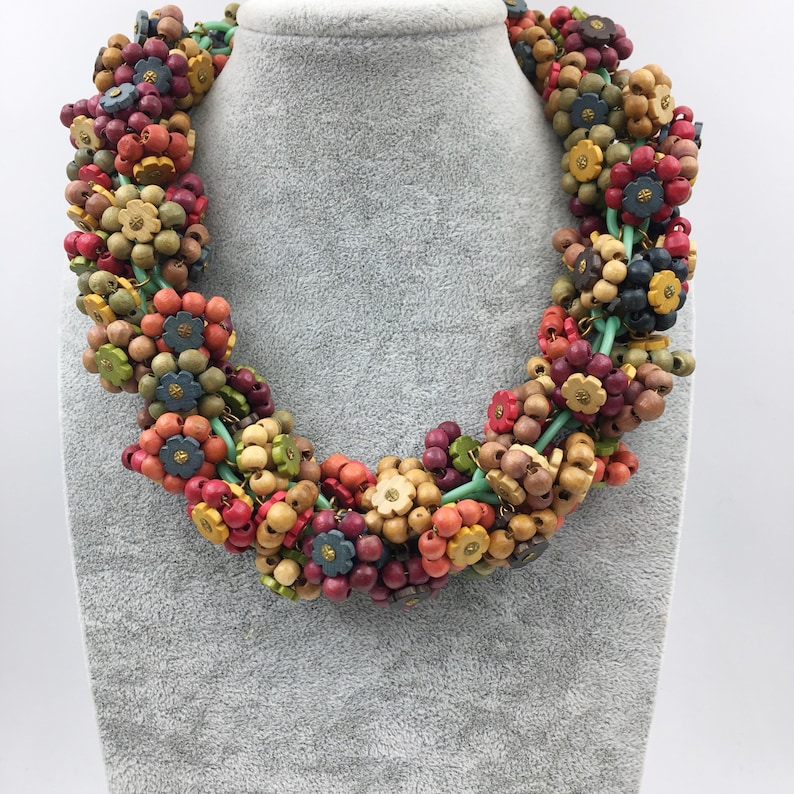 Amazing Frank Hess wood and celluloid statement collar Etsy