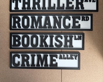 3D Layered Book Genre Shelf Signs | Library Organization Decor