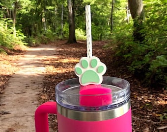 3D Printed Paw Print Straw Topper | Pet Lover Gift, 10mm Straws