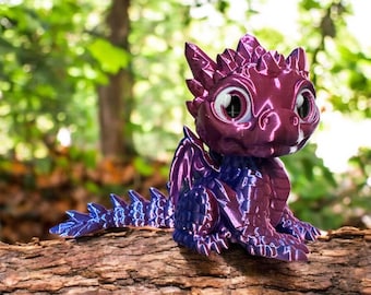 3D Printed Popcorn Dragon – Articulated Fidget Toy, Desk Companion
