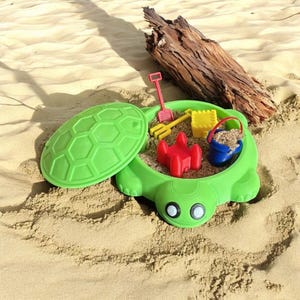 3D Printed Miniature Turtle Sandbox | 3D Printed | Kinetic Sand + Toys Included | Dollhouse or Desk Decor | zen garden