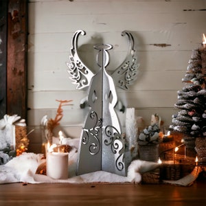 Laser Cut 3D Wood Angel: Rustic Farmhouse Christmas Decor