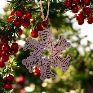 Laser Engraved Family Christmas Tree Ornament|Decor|Heirloom|Keepsake|Grandparents|Grandchildren|Co-Workers|Custom Holiday Decoration|Family