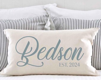 Family Name Pillow, Linen Lumber Pillowcase, Personalized Home Gift, Closing Gift, Wedding, Housewarming, Custom Gift
