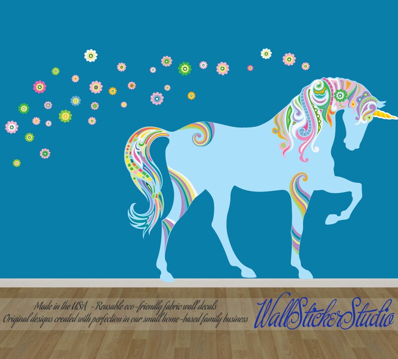 Unicorn Wall Decal Pattern Horse Fabric Wall Decal Stickers Etsy