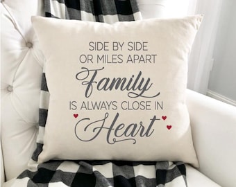 Family State to State Side by Side Miles Apart Close in Heart, Throw Pillow, Long Distance, 2 States, Siblings Friendship Cousins Gift