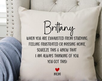 Personalized Hugs From Home Pillow, Dorm Decor, Going Away Gift, Dorm Room Pillow, Gift for Daughter, College Dorm Gift, College Student