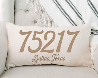 Zip Code Pillow, New Home Housewarming Gift, Gift for Daughter, Closing, Housewarming, Moving, Wedding, Personalized, Lumber Pillow, Gifts