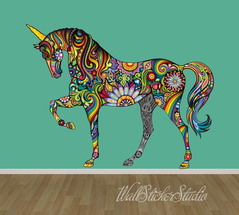 Reusable Wall Decal Pattern Horse Fabric Wall Decal Stickers Unicorn Wall Decal