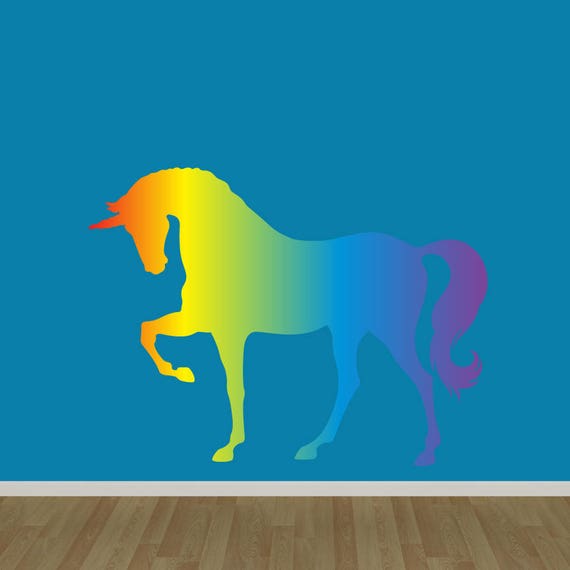 unicorn wall decal rainbow unicorn wall decal stickers | etsy