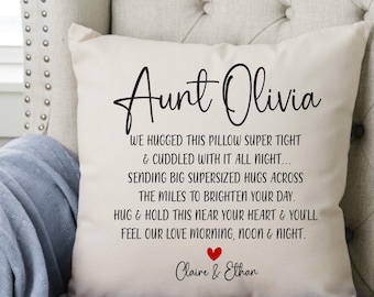 Aunt Hug This Pillow, Long Distance Gift, Aunt Gift, Mother's Day Gift, Pillow, Personalized Gift for Aunt,  Throw Pillow, Custom Gift