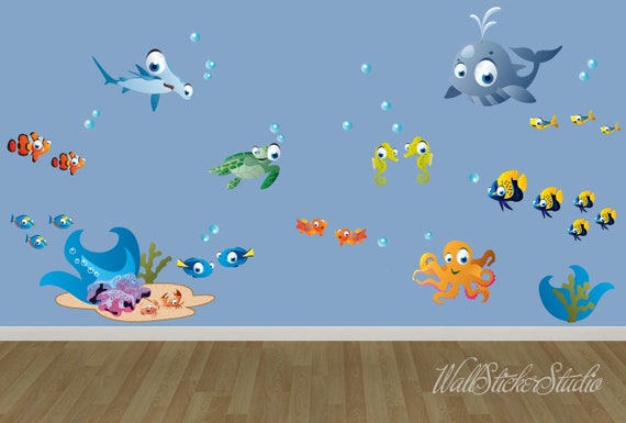 fish wall sticker decals wall decal kids wall decal wss16 | etsy