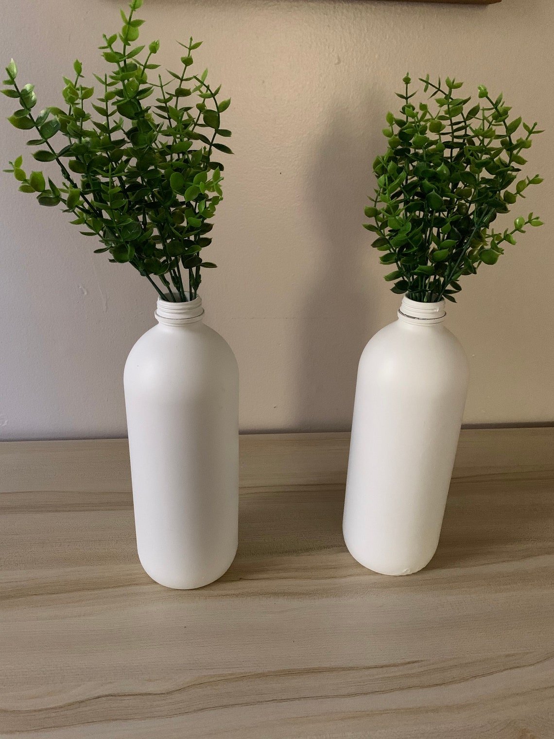 Glass Bottle Vase with Faux Greens Etsy