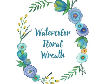 Instant Download Floral Wreath Watercolor Flowers Clip Art Stationary
