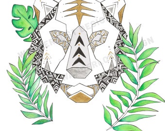 Downloadable Hand Drawn Tiger Illustration Watercolor, Pen and Acrylic Transparent Background