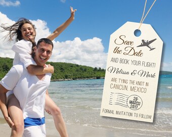 Photoshop Save the Date Template Photography Design PSD File Instant Download Destination Wedding Luggage Tag
