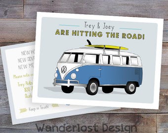 Custom VW Camper Van Postcard // Change of Address // Party Invite, Save the Date Card
