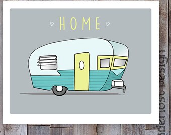 Digital Art Shasta Trailer Camper Illustration Airstream Vintage Retro Instant Download or Customize