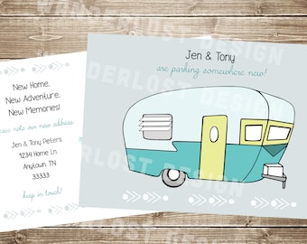 Change of Address Moving Postcard // Customize with Corjl // Retro Vintage RV Shasta Airstream