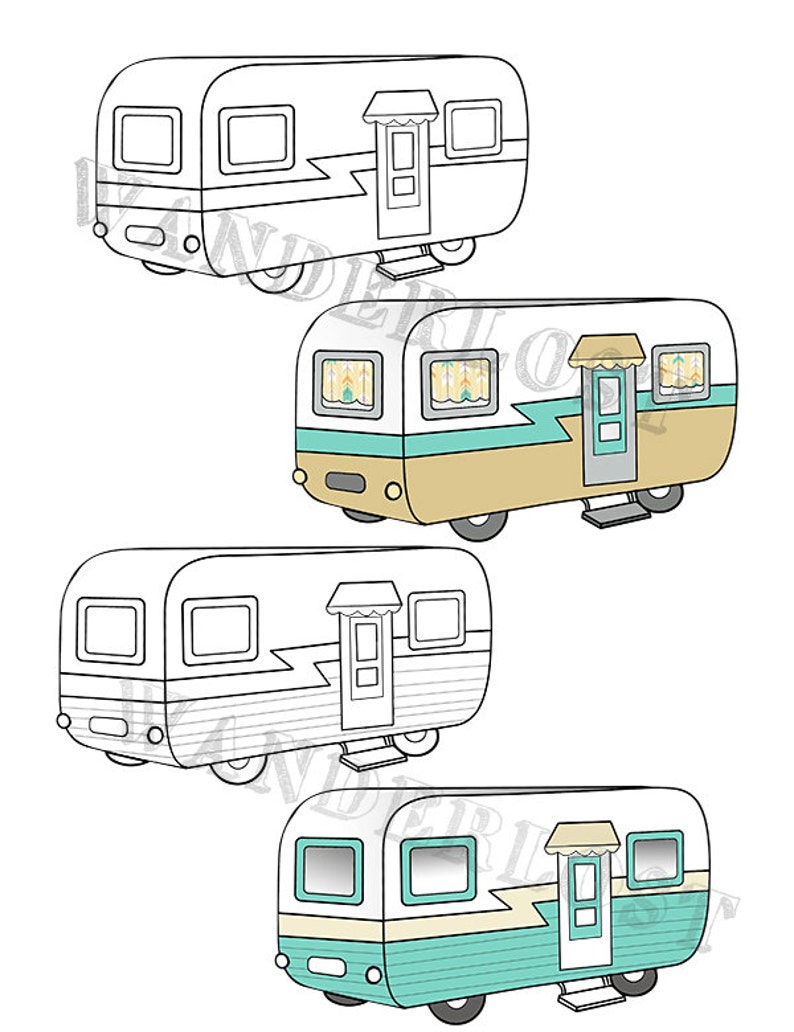 Download Vintage Campers Airstream Shasta Trailer Clip Art Vector | Etsy