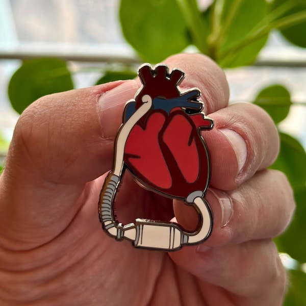 Cardiac RN Heart VAD Pin | Anatomical Heart Pin | Nurse Gift | CVICU Nurse Pin | Cath Lab Pin