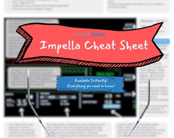 Printable Impella Cheat Sheet | CVICU Nurse Cheat Sheet | Nursing Notes | Nursing Student Study Guide