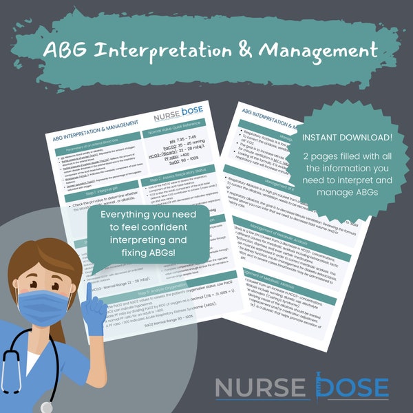 Printable ABG Interpretation Nursing Notes | ABG Cheat Sheet | CCRN Study Guide | Nursing Student Review